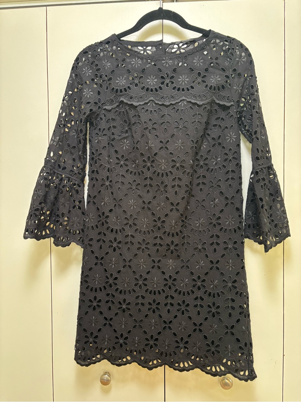 Women's Black Eyelet Lace Shift Dress J.Crew 00P